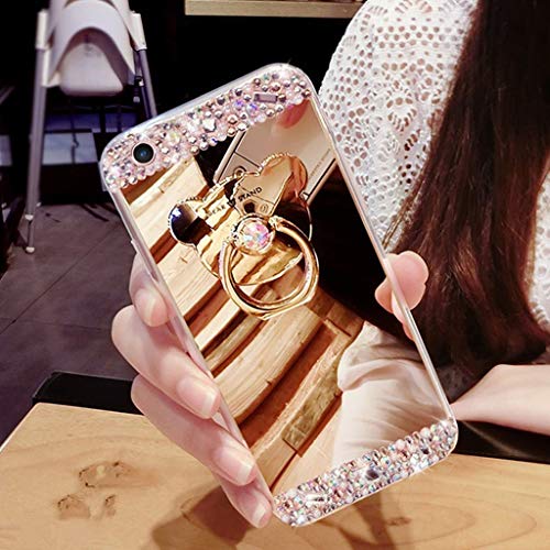 Redmi Note 9 Pro Hülle,Redmi Note 9 Pro Handyhülle Glitzer Diamant Spiegel Mirror Silikon Plating Überzug TPU Schutzhülle Tasche Bär Ständer Halter für Redmi Note 9 Pro,Bear TPU Gold von LEMAXELERS