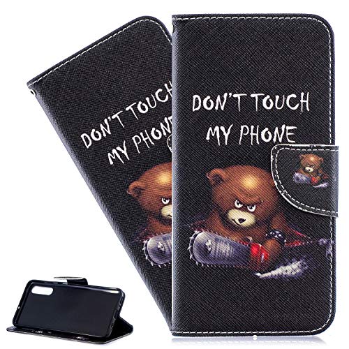 Xiaomi Redmi Note 9 Pro Hülle,Xiaomi Redmi Note 9 Pro Handyhülle Leder Niedlichen Sägen Bär Flip Case PU Leder Cover Magnet Schutzhülle Tasche Ständer Handytasche für Xiaomi Redmi Note 9 Pro,BF Bear von LEMAXELERS