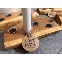 Kerzenhalter | Kerzenständer 4-Flammig Handmade Unikat Aus Eichenholz + 4 Stabkerzen #individuell Kerzenhalter | Kerzenständer 4-Flammig Handmade Unikat Aus Eichenholz + 4 Stabkerzen #individuell von LEMAholz