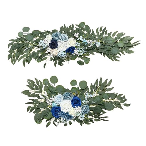 2 Stück Hochzeitsbogen-Blumen, Künstliche Seidenblumen-Girlande, Rustikale Hängende Rosenblumen-Girlande, Willkommensschilder, Arrangements, Dekoration für Hochzeitsdekoration, Zeremonie und(#1) von LEMCC