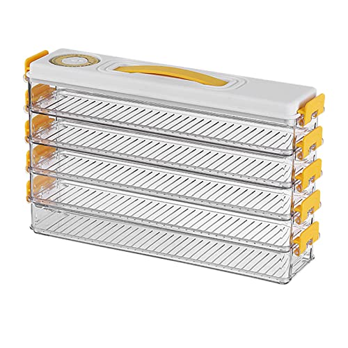 3-lagige Kühlschrank-Knödel-Aufbewahrungsbox, Frischhaltedosen mit Deckel, Transparenter Knödel-Organizer für Den Kühlschrank(5-lagig-gelb) von LEMCC