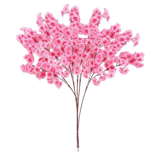 5 Stück Kirschblütenzweige, 99,9 Cm, Künstliche Pflaumenblüten-Pfirsichzweige, Künstliche Kirschblüten mit Langen Stielen, Hohe Seidenblumen-Arrangement für Zuhause, Hochzeit,(Rosa) von LEMCC