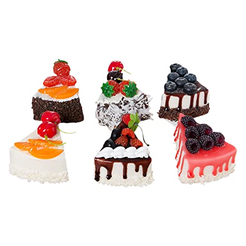 LEMCC 6 Stück Kuchen mit Künstlichen Scheiben, Obstkuchen mit Künstlichen Scheiben, Kuchen-Ausstellungsmodell für Fake-Food-Bäckereien, Künstlicher Schokoladenmousse-Kuchen in Dreiecksform für(#1) von LEMCC