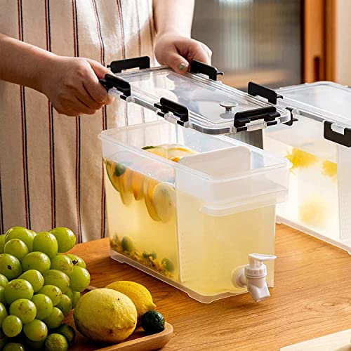 LEMCC Getränkespender aus Kunststoff, 3,5 l, mit Zapfen, Getränkespender mit Filter für Kühlschrank, Limonade, Saft, Behälter, Wasserkrug Spender mit Deckel für Partys und Hochzeiten von LEMCC