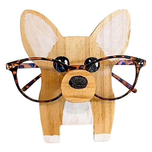 LEMCC Kreativer Brillenständer in Tierform, aus Holz, Corgi, Brillenständer, Sonnenbrillenständer, für Zuhause, Büro, Schreibtisch, Dekoration, Zubehör, 3.3 x 5.9in von LEMCC