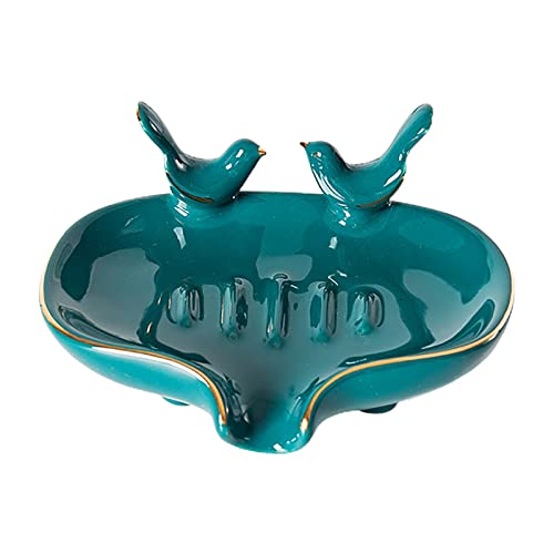 LEMCC Selbstentleerende Seifenschale, grüne Keramik, Seifenhalter mit Vögeln, nordischer Stil, für Badezimmer, Dusche LEMCC Selbstentleerende Seifenschale, grüne Keramik, Seifenhalter mit Vögeln, nordischer Stil, für Badezimmer, Dusche von LEMCC