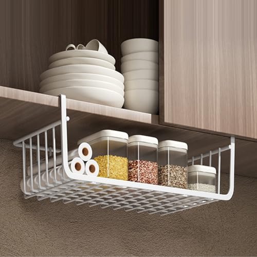 LEMCC Unterregal-Aufbewahrungskorb, Hängende Küchenkörbe, Metallschienen Unter Dem Regaldrahtkorb, Mehrzweck-Unterschrank-Regalkorb-Organizer für Küche, Büro, Speisekammer, Schreibtisch,(L Weiß) LEMCC Unterregal-Aufbewahrungskorb, Hängende Küchenkörbe, Metallschienen Unter Dem Regaldrahtkorb, Mehrzweck-Unterschrank-Regalkorb-Organizer für Küche, Büro, Speisekammer, Schreibtisch,(L Weiß) von LEMCC