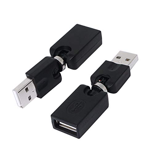 CERRXIAN 2 Stück USB 2.0 Typ A Stecker auf Typ A Buchse drehbarer und schwenkbarer Adapter, 360 Grad drehbar, rechtwinklig verstellbar von CERRXIAN