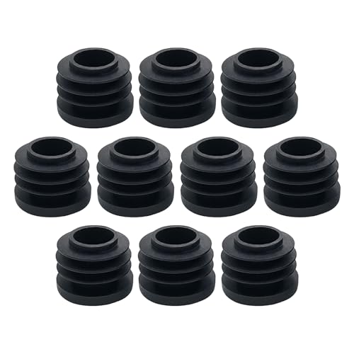 10 Stück Lamellenstopfen Rund 20mm für Rundrohr, Kunststoff Rund Rohrstopfen, Rohrendkappen & Stuhlbeinschoner für Möbelbeine und Rohrenden - Schwarz ﻿ von LEMLIN