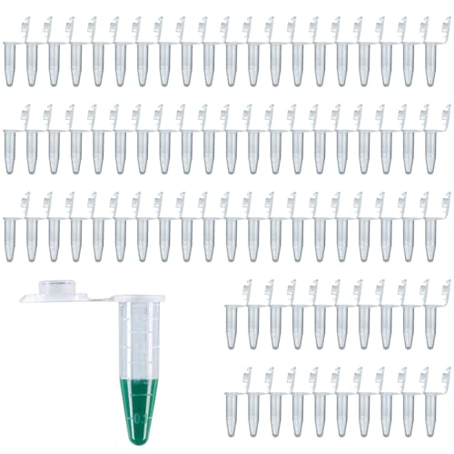 100 Stück Reaktionsgefäße Stoffkapseln, 1,5ml Transparent Zentrifugenröhrchen aus Plastik Tubes Kapseln mit Schnappdeckeln, Konischer Boden von LEMLIN