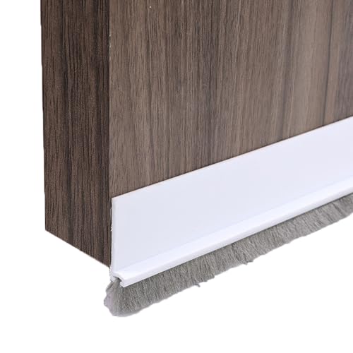 100cm Zugluftstopper Dichtungsband für Türen, Bodenabdichtung mit Bürste, Türbesen selbstklebend, Zuschneidbar, Selbstklebende Tür Türdichtung, Weiß von LEMLIN