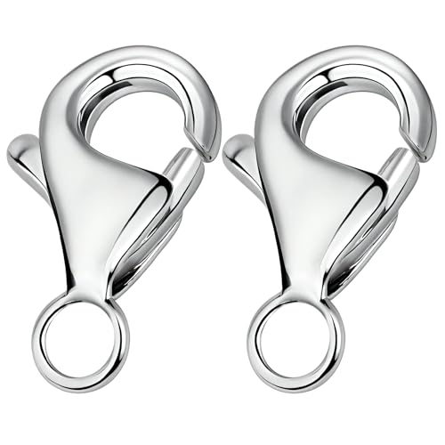 2 Stück Verschlüsse für Armbänder,925 Sterling Silber Karabinerverschlüsse (10mm) mit 3.5mm Binderingen,Kettenverschluss für DIY Schmuckherstellung,Nickelfrei und Hochwertig von LEMLIN