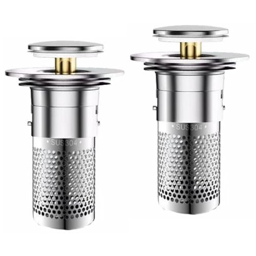 2 Stück WaschbeckenstöPsel für 34-40mm Abfluss Ablauf, Abflussstopfen Waschbecken mit Haarsieb, Universal Pop Up Abflusssieb Dusche schnell ablaufend, Abflussstopfen füR Aufsatzwaschbecken 2 Stück WaschbeckenstöPsel für 34-40mm Abfluss Ablauf, Abflussstopfen Waschbecken mit Haarsieb, Universal Pop Up Abflusssieb Dusche schnell ablaufend, Abflussstopfen füR Aufsatzwaschbecken von LEMLIN