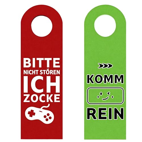 Nicht stören oder Komm rein Türhänger,2 Stück bedruckt mit Bitte nicht stören und Komm rein,Filz Leder Türschild für Homeoffice,Meetingraum oder Bürotür (Rot,Grün) von LEMLIN