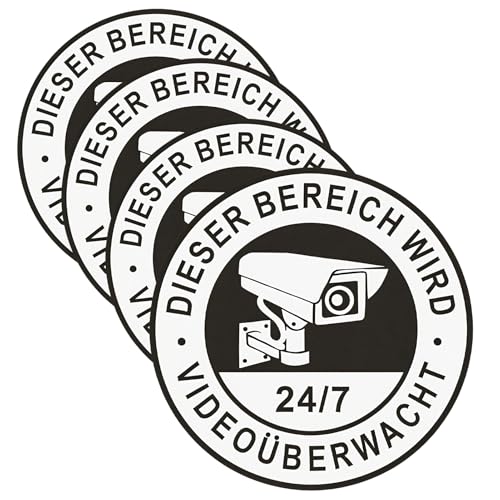 Pack of 4 Video Surveillance Signs,Warning Security Camera Signs,Private Property Surveillance,Self-Adhesive Indoor Outdoor Use for Home,Business,Public Areas,Brushed Metal Design von LEMLIN