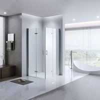 Duschkabine Eckeinstieg 75x100,NANO Glas Dusche Falttür Duschwand Duschabtrennung,H 185cm - Lemmo von LEMMO