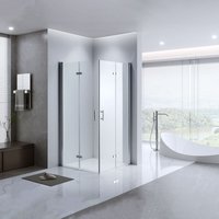 Duschkabine Eckeinstieg 80x90,NANO Glas Dusche Falttür Duschwand Duschabtrennung,H 185cm - Lemmo von LEMMO