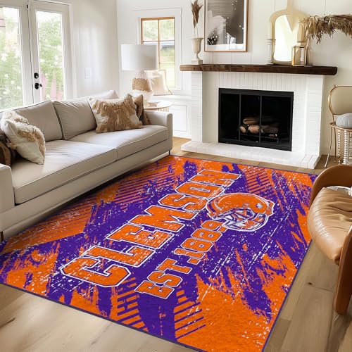 Clemson Teppich, für Schlafzimmer, Wohnzimmer, Fußball, rutschfest, maschinenwaschbar, für Jungen und Männer, Höhlendekoration, 1,5 x 2,1 m Clemson Teppich, für Schlafzimmer, Wohnzimmer, Fußball, rutschfest, maschinenwaschbar, für Jungen und Männer, Höhlendekoration, 1,5 x 2,1 m von LEMOISTARS