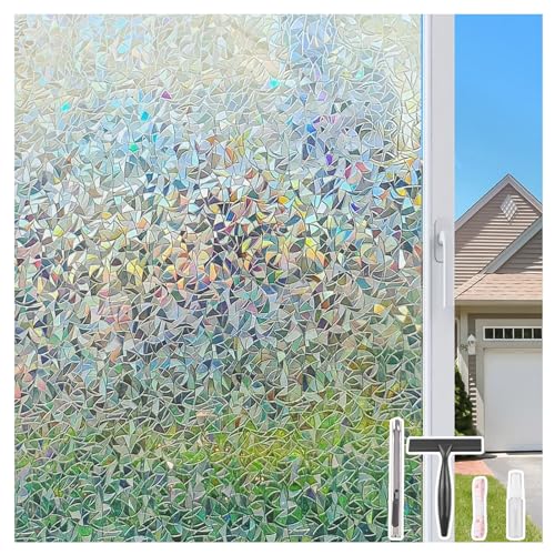 LEMON CLOUD 3D Fensterfolie Regenbogeneffekt Dekorfolie Blickdicht Sichtschutzfolie Selbsthaftend Klebefolie Anti-UV 44,5x200 cm mit Werkzeug von LEMON CLOUD