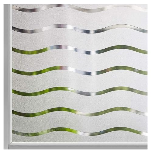 LEMON CLOUD Blickdicht Fensterfolie Statisch Haftend Sichtschutzfolie Selbstklebend Klebefolie Milchglasfolie Fenster Folie Dekofolie für Bad Küche Anti-UV Wellenmuster 30 x 200 cm von LEMON CLOUD