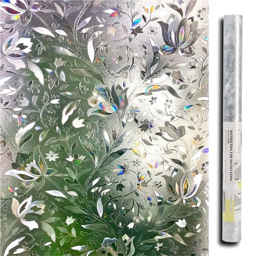 LEMON CLOUD Fensterfolie Blickdicht Selbsthaftende, Regenbogen Statisch No-Glue Sichtschutzfolie, Anti-UV Sonnenschutzfolie für Wohnzimmer, Bunt Tulpe - 75x200cm von LEMON CLOUD