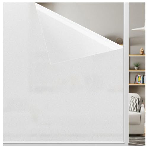 LEMON CLOUD Fensterfolie Blickdichte Sichtschutzfolie Selbsthaftend Milchglasfolie Statische Fensterfolien Anti-UV Fenster Folie Für Büro Zuhause Badzimmer Weiß Matt 60x120cm von LEMON CLOUD