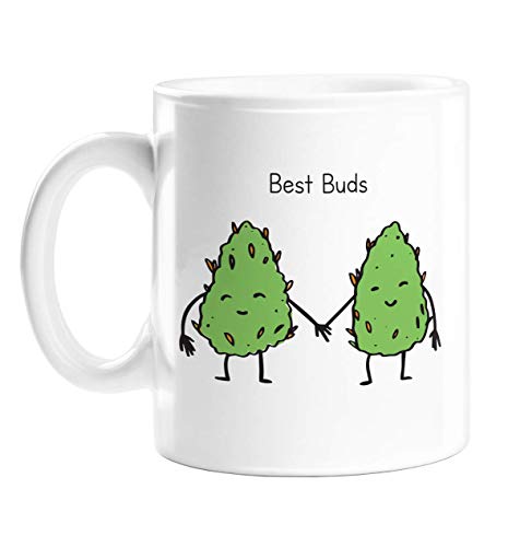 Tasse mit Aufschrift "Best Buds", lustiges Geschenk für Raucher, Cannabis-Geschenk, Marihuana-Geschenk, lustige Tasse für Topfkopf-Freunde von LEMON LOCO