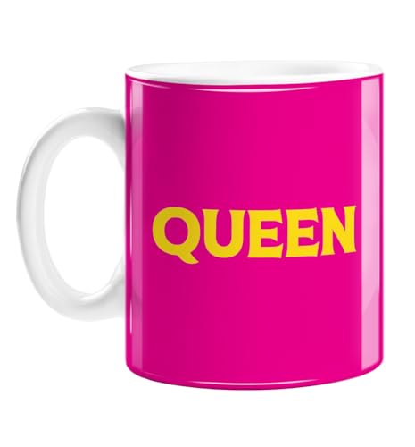 Tasse mit der Aufschrift „Queen“, lustig, rosa und gelb, LGBT-Geschenk für Ihn, Witzbecher für Schwule Männer, LGBT-Heimgeschenk, LGBT-Einweihungsgeschenk von LEMON LOCO