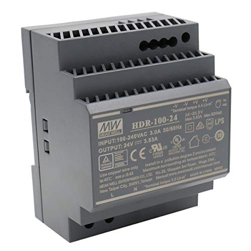 MW Mean Well HDR-100-24 AC-DC Ultra Slim DIN Rail Netzteil CV, schwarz von LEMONA electronics