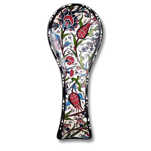 LEMOSE Handgefertigte Löffelablage aus Keramik – einzigartiges Tulpen-Design, Handwerkskunst – dekorative bunte Löffelablage für Küche, Theke, Herd, Küchendekoration und Zubehör von LEMOSE