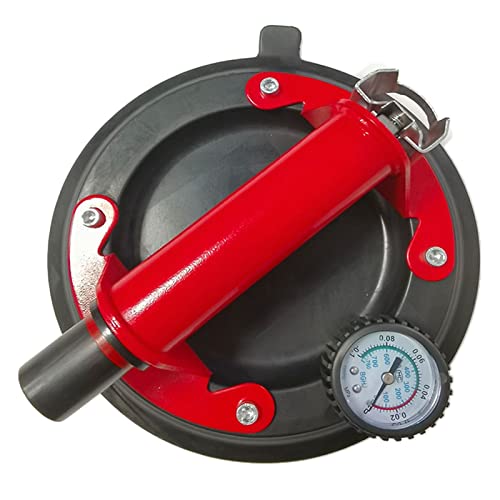 Handsaugheber Vakuumsaugbecher 52 0lb Metall- / ABS-Griff-Barometer Schwere Lifter Granit-Fliese-Glas-Manuelle Hubwerkzeuge(RED ALL-STEEL) von LEMST