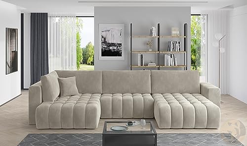 LENART FRIDERIK-EU - Ecksofa mit schlaffunktion und bettkasten [ Rechts - Beige ] Wohnzimmer Möbel, Sofas & Couches, Eckcouch, Eckcouch mit schlaffunktion, Schlafsofa mit bettkasten von LENART