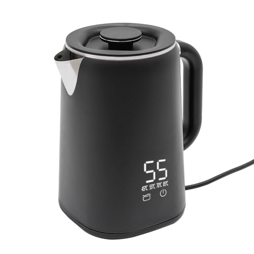 LENDISIY Wasserkocher Elektrischer, Edelstahl Wasserkocher mit Temperatureinstellung 45-100 Grad in 5er Schritten, 1.7 Liter, Teekocher Elektrisch (Schwarz) von LENDISIY