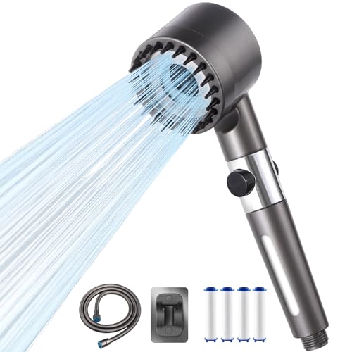 LENDOO Duschkopf mit Filtera – Hochdruck Duschkopf aus Chrom mit 15-Stufen Wasserfilter, 4 Modi & Stopptaste – Duschbrause für kalkhaltiges Wasser, Kinder, Haustiere & empfindliche Haut von LENDOO
