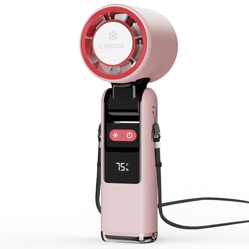 LENDOO Tragbarer Turbo Handventilator, Mini Handventilator Ventilator, Wiederaufladbar, Kleiner Taschenventilator Mit 5 Geschwindigkeitsstufen, Faltbarer USB-Ventilator für Büro,Outdoor von LENDOO