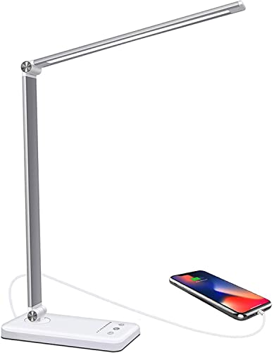 LENDOO Schreibtischlampe LED Tischleuchte Dimmbare 5 Farb und 10 Helligkeitsstufen Augenschutz Tischlampe Nachttischlampe für Kinder Leser Büro Tageslichtlampe mit USB-Ladeanschluss von LENDOO