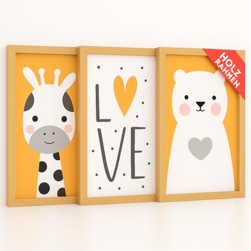 KINDERBILDER MIT HOLZRAHMEN | AUFHÄNGFERTIG | Bilder Kinderzimmer Deko Junge Babyzimmer Deko Mädchen Jungen Baby Zimmer Dekoration Kleinkinderzimmer Poster 3er Set Wandbilder A4 30x21 - KB03 KINDERBILDER MIT HOLZRAHMEN | AUFHÄNGFERTIG | Bilder Kinderzimmer Deko Junge Babyzimmer Deko Mädchen Jungen Baby Zimmer Dekoration Kleinkinderzimmer Poster 3er Set Wandbilder A4 30x21 - KB03 von LENI LOTTE