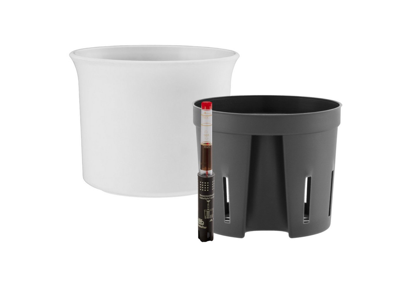 LENI Blumentopf Atlas Übertopf Kunststoff matt Pflanztopf (Starter-Set, mit Hydrokulturtopf und Gießanzeiger), Wasserdichtes Pflanzgefäß von LENI