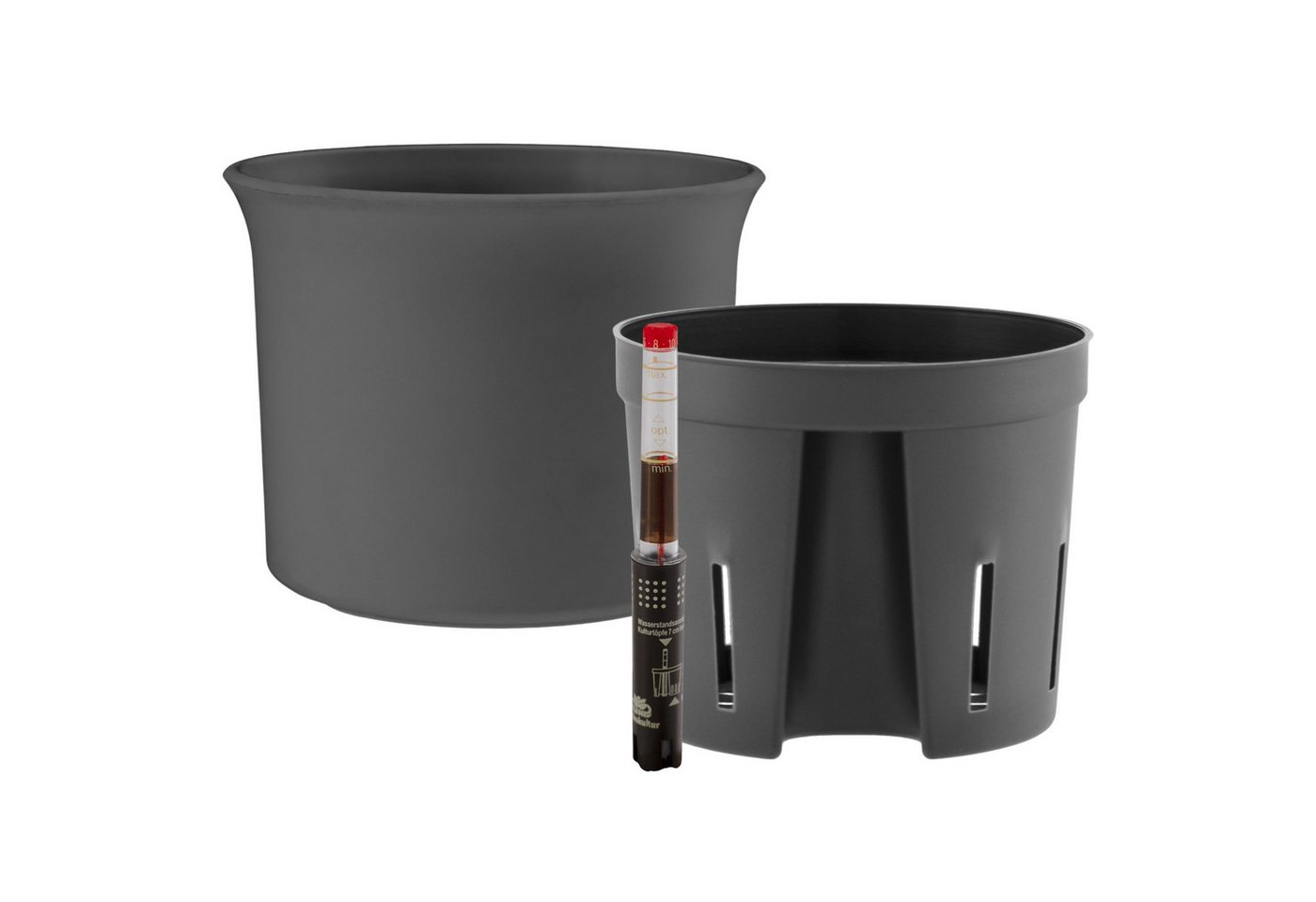 LENI Blumentopf Atlas Übertopf Kunststoff matt Pflanztopf (Starter-Set, mit Hydrokulturtopf und Gießanzeiger), Wasserdichtes Pflanzgefäß von LENI