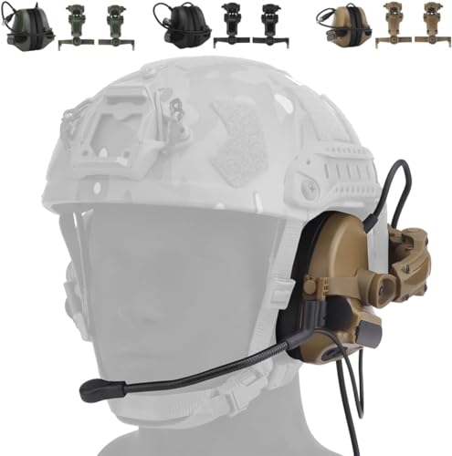 Taktische Schieß-Headsets, Helm, Paintball-Headset, taktischer Kommunikations-Gehörschutz für Fast MT-Helme, Tan von LENIUKS