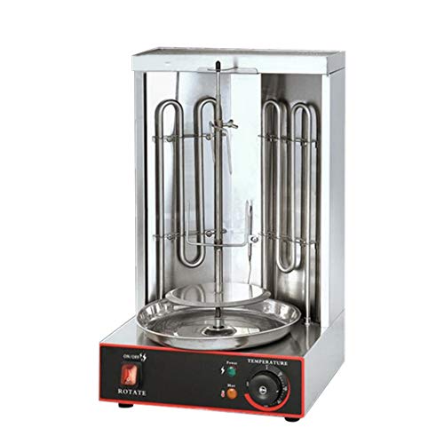 LENJKYYO Dönermaschine Elektrisch Grill Machine Dönergrill Gyrosgrill mit 2 Heizungsrohre Hähnchengrill Kebab Dönergerät Vertikalgrill Tischgrill BBQ Döner mit 6 Umdrehungen pro Minute von LENJKYYO