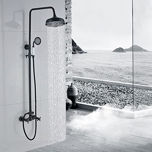 LENJKYYO Dusch Armatur Badezimmer Duschsystem Edelstahl Duschset Regendusche Brause Antik Retro mit Thermostat Dusche Verstellbare Duschstange Überkopfbrause Strahlarten Handbrause LENJKYYO Dusch Armatur Badezimmer Duschsystem Edelstahl Duschset Regendusche Brause Antik Retro mit Thermostat Dusche Verstellbare Duschstange Überkopfbrause Strahlarten Handbrause von LENJKYYO