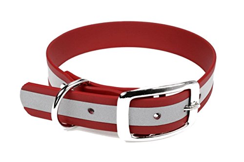 LENNIE BioThane Halsband, Dornschnalle, 25 mm breit, Größe 44-52 cm, Rot-Reflex von LENNIE