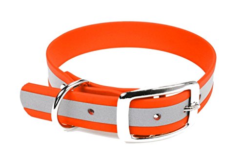 LENNIE BioThane Halsband, Dornschnalle, 25 mm breit, Größe 50-58 cm, Neon-Orange-Reflex von LENNIE