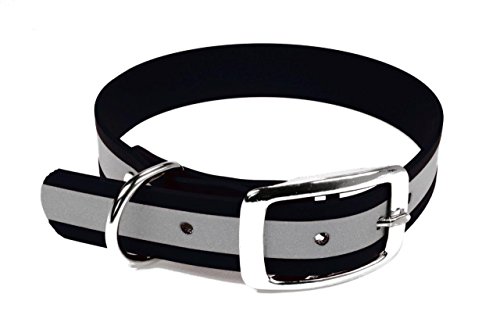 LENNIE BioThane Halsband, Dornschnalle, 25 mm breit, Größe 50-58 cm, Schwarz-Reflex von LENNIE