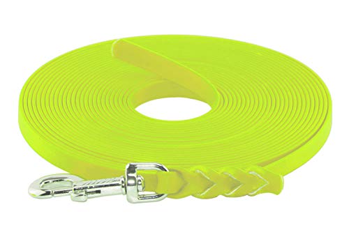 LENNIE BioThane Schleppleine, 13mm, Hunde 15-25kg, 10m lang, ohne Handschlaufe, Neon-Gelb, geflochten von LENNIE