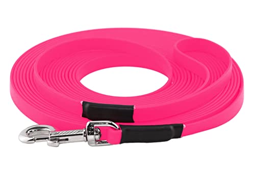 LENNIE BioThane Schleppleine, 5m mit Handschlaufe, Neon-Pink, 16mm für große Hunde, genäht von LENNIE