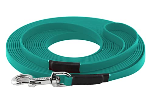 LENNIE BioThane Schleppleine, 3m mit Handschlaufe, Petrol/Teal, 16mm für große Hunde, genäht von LENNIE