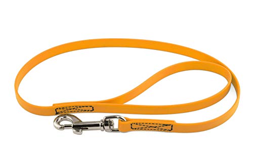LENNIE BioThane Führleine, 13mm breit, 1m lang, Pastell-Orange, mit Handschlaufe, genäht von LENNIE
