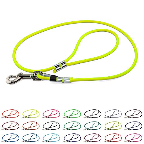 LENNIE BioThane Führleine, rund, Ø 8 mm, 3m lang, mit Handschlaufe, Neon-Gelb von LENNIE